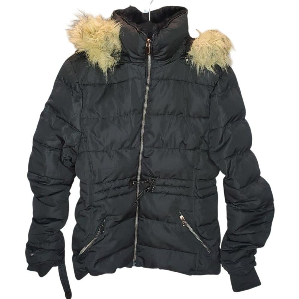 Special One Black Puffer Coat with Faux Fur Hood Women’s Size Large